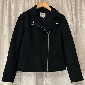 Old Navy Black Moto Jacket Stretch Zip Front Medium